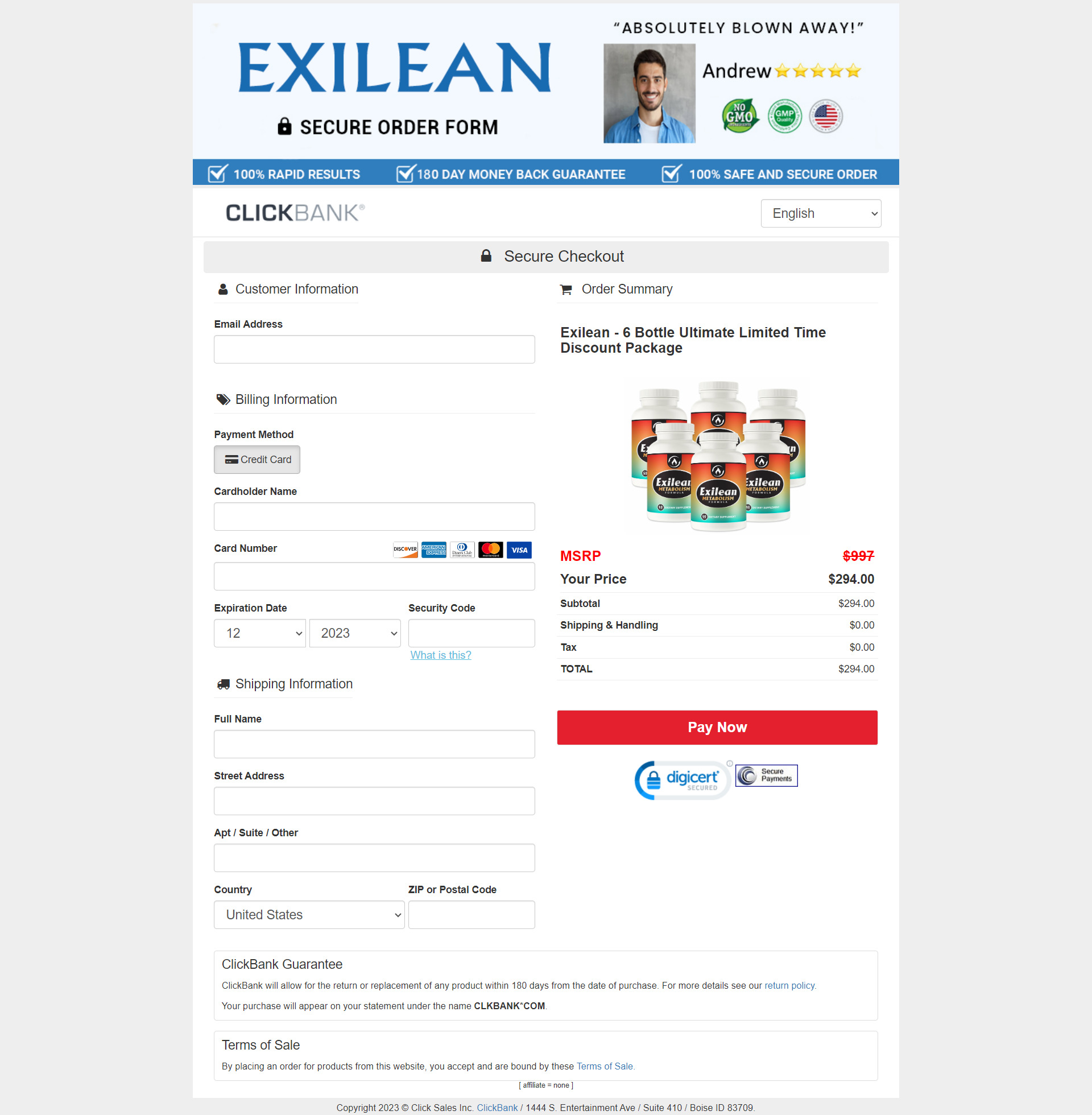 Exilean - Order Page